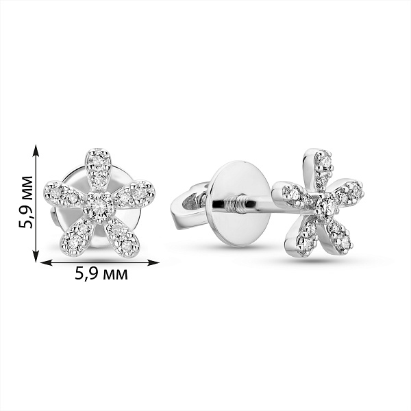 Пусеты «Цветы» из белого золота с бриллиантами (арт. Т011139010б) – изображение 3