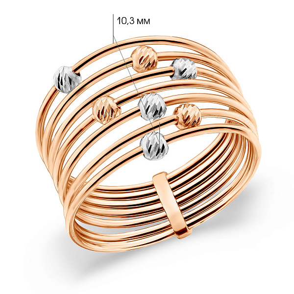 Багатошарова золота каблучка (арт. 1401015) – зображення 5