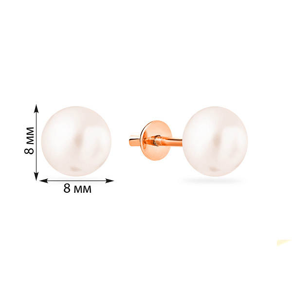 Золотые серьги пусеты с жемчугом (арт. 129008) – изображение 3