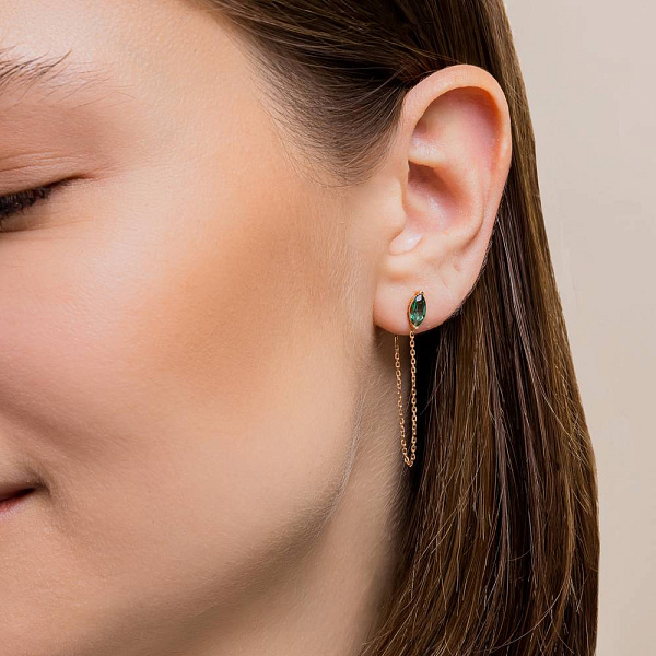 Золотые серьги-пусеты с кварцем (арт. 110094Пз) – изображение 3