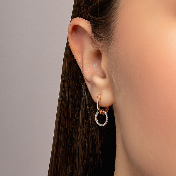 Серьги из красного золота с фианитами (арт. 2111736101) – изображение 2