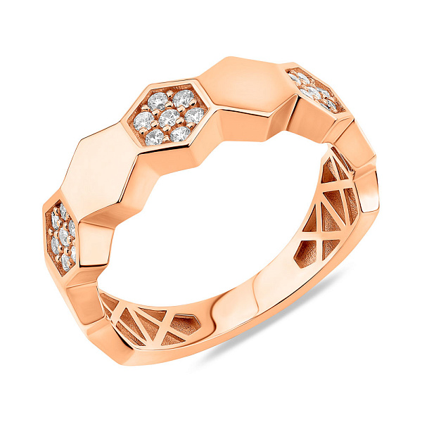 Кольцо из красного золота с фианитами (арт. 156596) – изображение 1