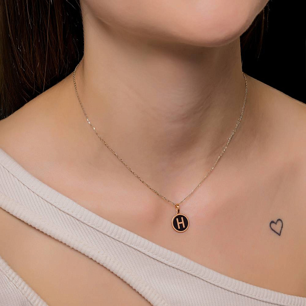 Золотой кулон Буква Н с эмалью (арт. 440965еч) – изображение 2