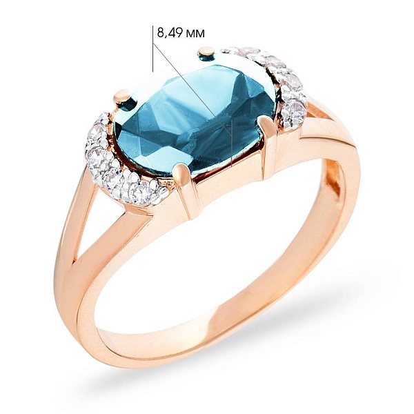 Золотое кольцо с топазом и фианитами (арт. 140471Пг) – изображение 5