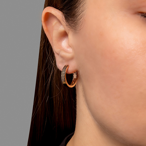 Сережки-кільця з червоного золота Олімпія з емаллю (арт. 1092132еч) – зображення 2