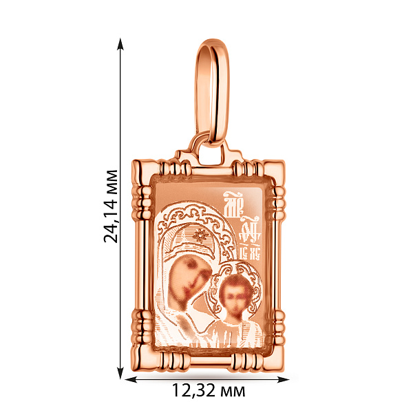 Ладанка з золота Божа Матір з немовлям з емаллю (арт. 401000К) – зображення 2