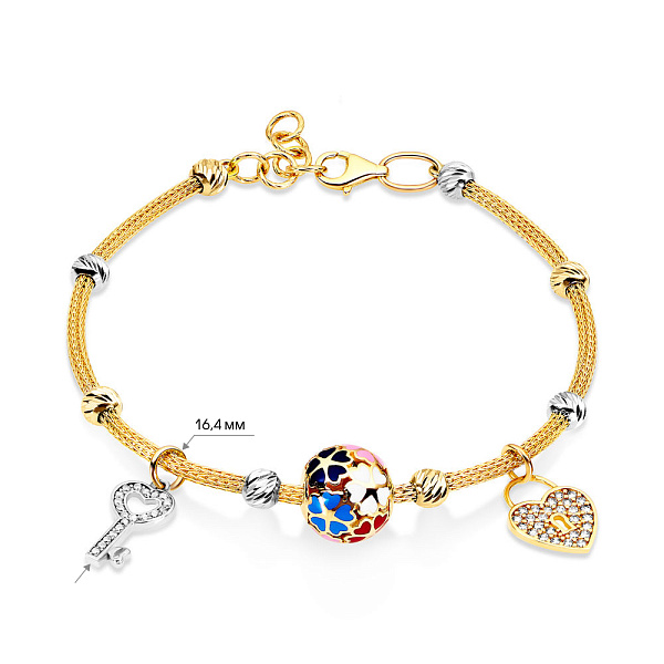 Браслет з жовтого золота з емаллю і фіанітами (арт. 325055жбеП2) – зображення 2