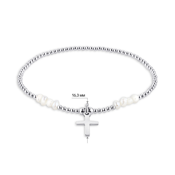 Срібний браслет з перлинами (арт. 7509/3941жб) – зображення 2