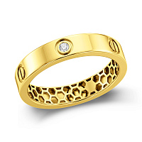 Каблучка з жовтого золота з фіанітами (арт. 1401217ж)