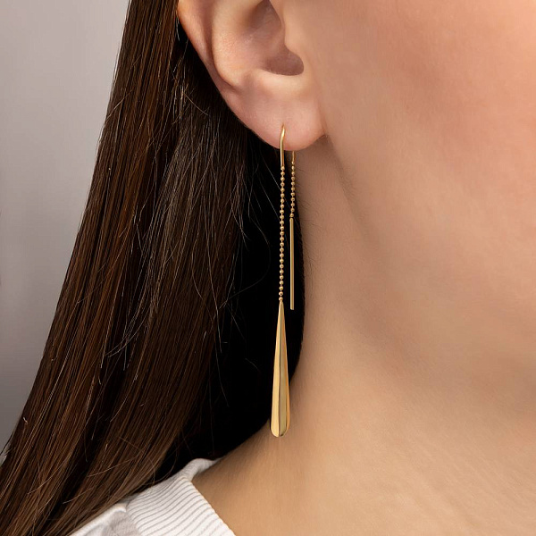 Серьги-протяжки из желтого золота (арт. 103455/7ж) – изображение 2