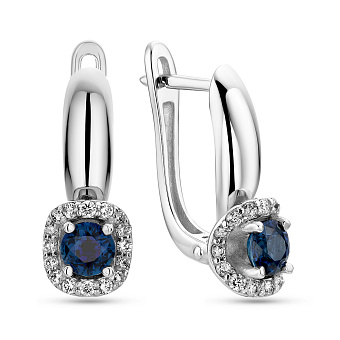 Фото Сережки золоті з діамантами і сапфіром  (арт. 2191986202с)