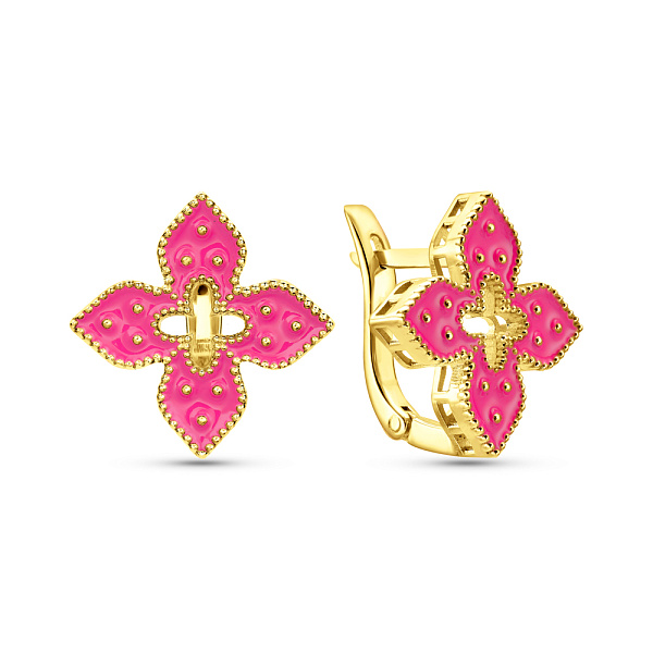 Сережки з жовтого золота з емаллю (арт. 1091580/15жемлн) – зображення 1