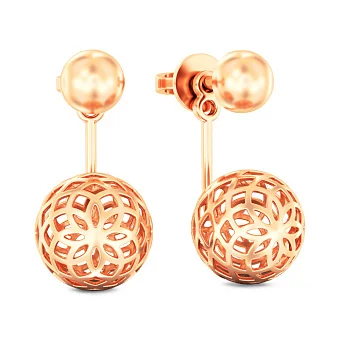 Сережки-джекети з червого золота (арт. 1101125)