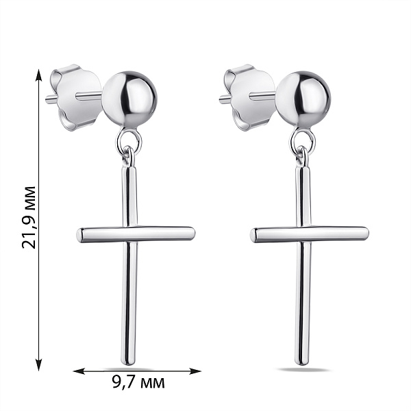 Серьги Крестики из серебра без камней (арт. 7518/С2/1342) – изображение 2