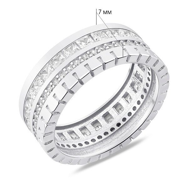 Серебряное широкое кольцо с фианитами (арт. 7501/8684) – изображение 2