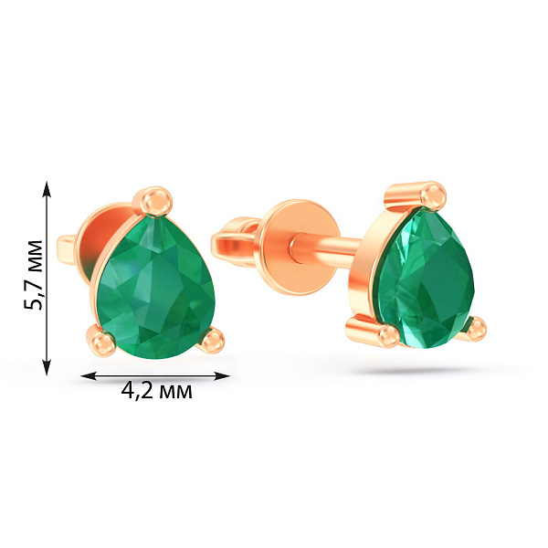 Золотые пусеты с изумрудом (арт. 110029Пи) – изображение 2