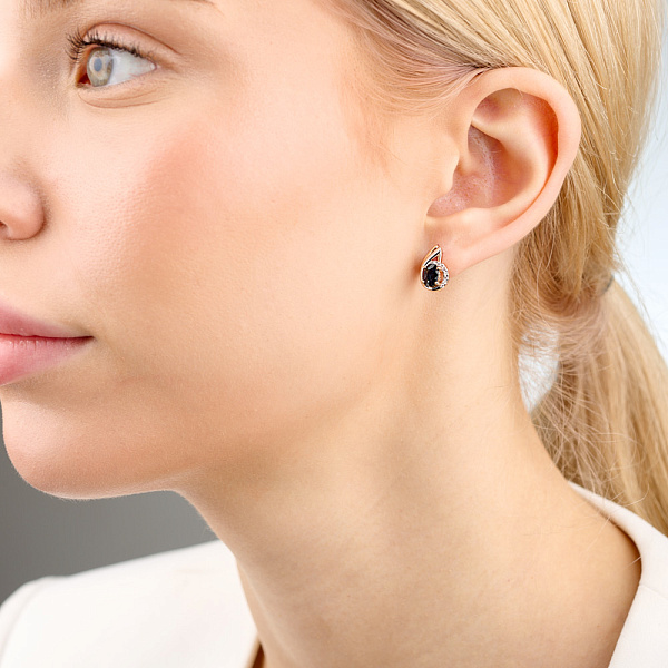 Сережки золотые с сапфиром и бриллиантами (арт. С011045с) – изображение 2