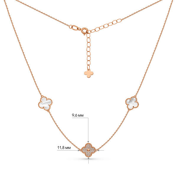 Золотое колье с перламутром и фианитами (арт. 361355п) – изображение 3