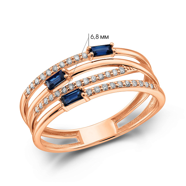 Широка золота каблучка з діамантами (арт. К1401082с) – зображення 2