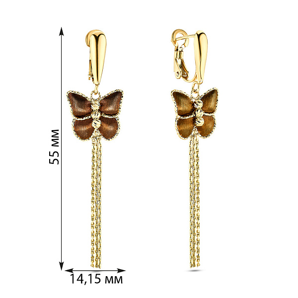 Золотые серьги Francelli Бабочки (арт. 107384жкр) – изображение 2