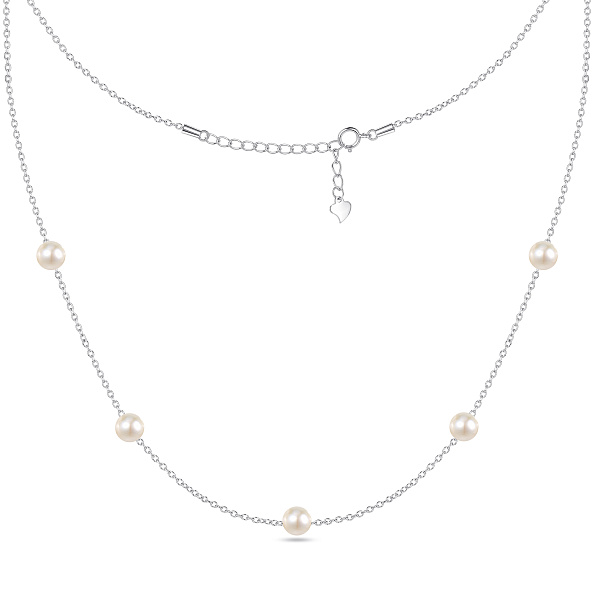 Серебряное колье с жемчужинами (арт. 7507/2687жб) – изображение 1