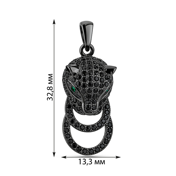Серебряный кулон с черными фианитами (арт. 7503/4481ччаз) – изображение 2