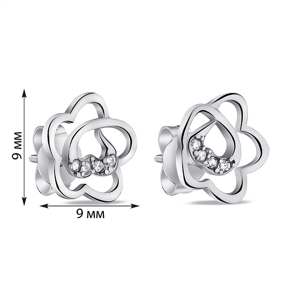 Серебряные серьги Цветы с фианитами (арт. 7518/6941) – изображение 2