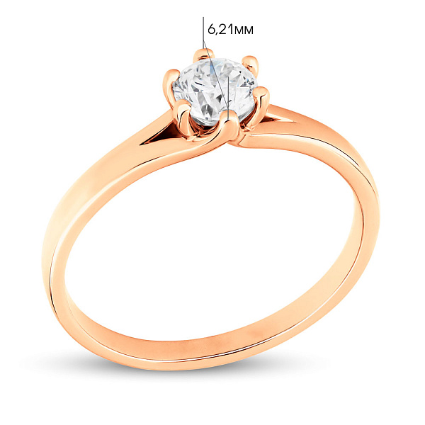 Кольцо из красного золота с бриллиантом (арт. К01116404036) – изображение 4