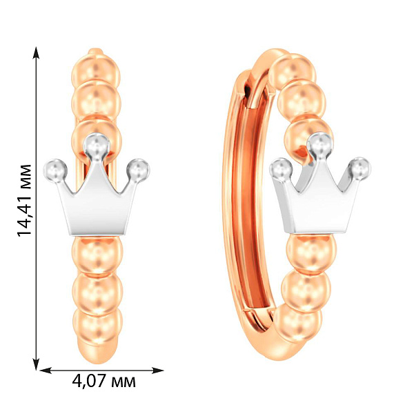 Золотые серьги-кольца Корона без камней  (арт. 111189) – изображение 6