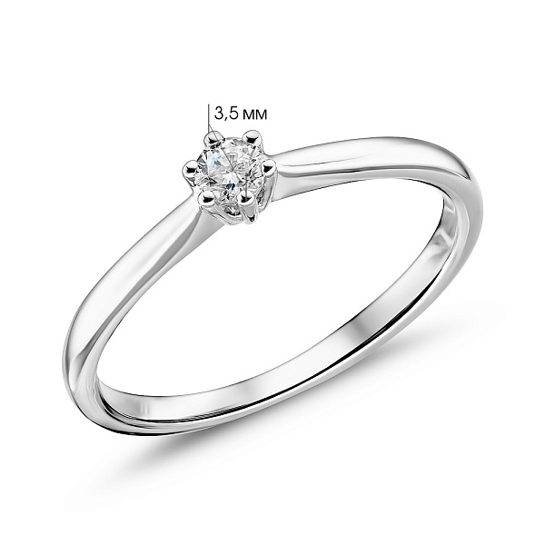 Кольцо из белого золота с бриллиантом (арт. К341378010б) – изображение 4