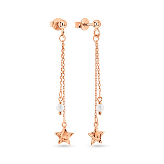 Серьги-пусеты из золота с подвесками и жемчугом (арт. 109238прлб)