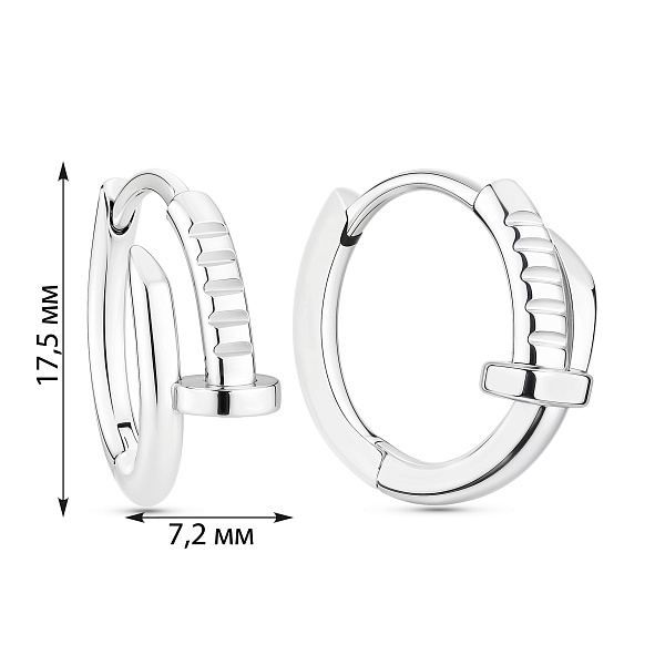 Срібні сережки-конго Цвях (арт. 7502/4529/20) – зображення 2