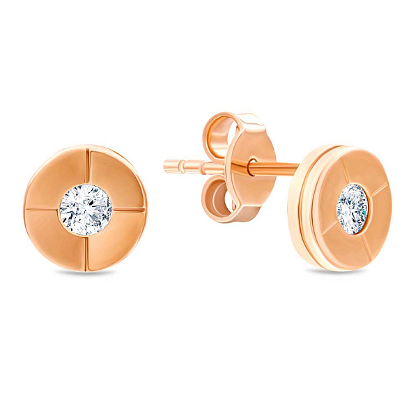 Пусеты из красного золота с фианитами (арт. 104906) – изображение 1