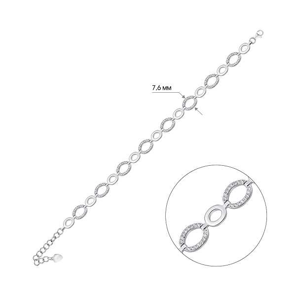 Серебряный браслет с фианитами (арт. 7509/4854/1) – изображение 3