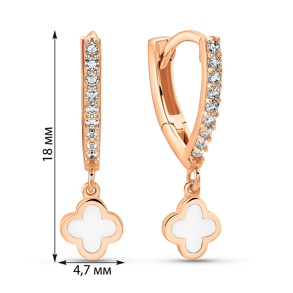 Золотые серьги-подвески с эмалью (арт. 109946еб) – изображение 4