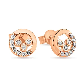 Пусети з червоного золота з фіанітами (арт. 108611)