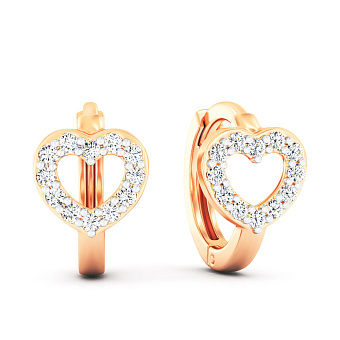 Золотые серьги Сердечки с фианитами (арт. 1101021)