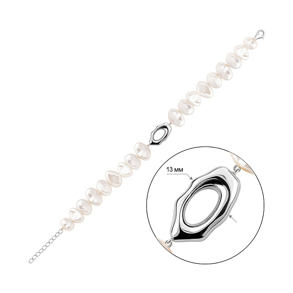 Браслет из серебра с жемчугом (арт. 7509/2185192жб) – изображение 2