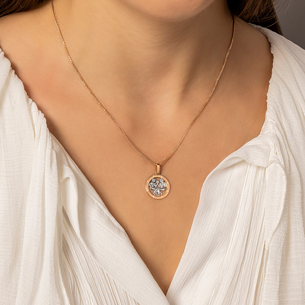 Золотой подвес "Близнецы" с фианитами (арт. 440666) – изображение 2