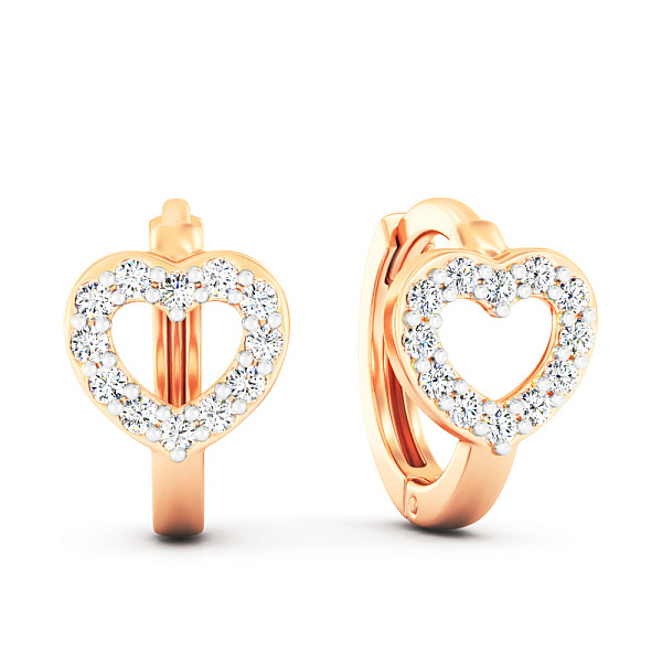 Золотые серьги Сердечки с фианитами (арт. 1101021) – изображение 1