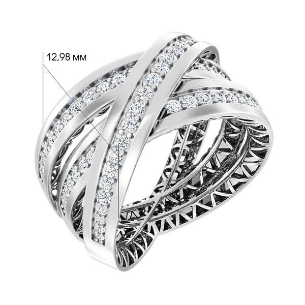 Широка каблучка Francelli з золота з діамантами (арт. К140840050б) – зображення 4