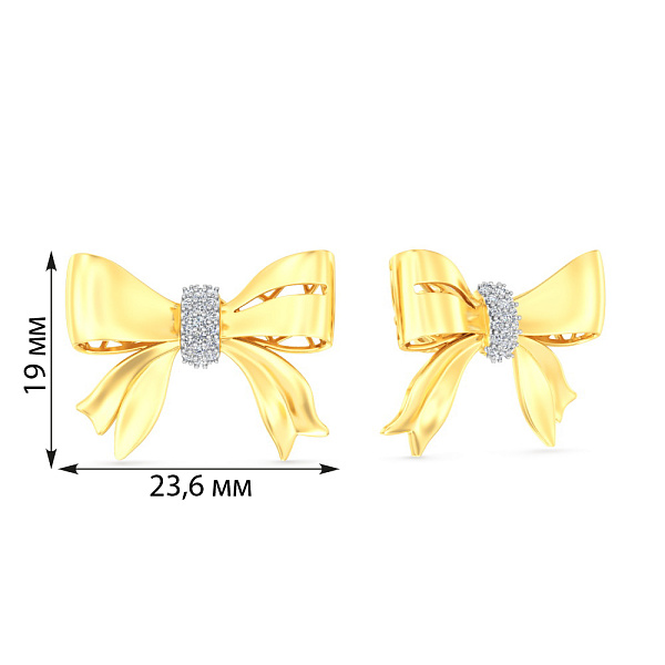 Пусети з жовтого золота з діамантами (арт. Т111360015ж) – зображення 2