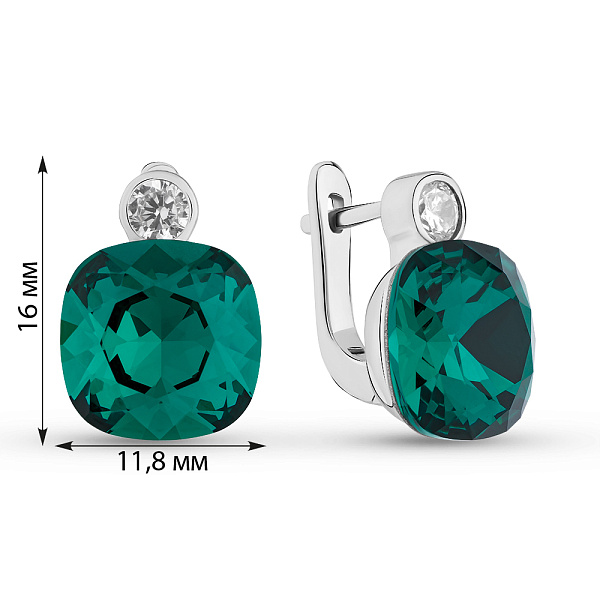 Серьги из серебра с зелеными и белыми фианитами (арт. 7502/2184621цз) – изображение 2