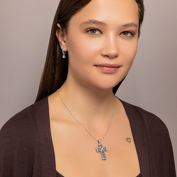 Сережки-підвіски з білого золота з діамантами (арт. 2108656202) – зображення 4