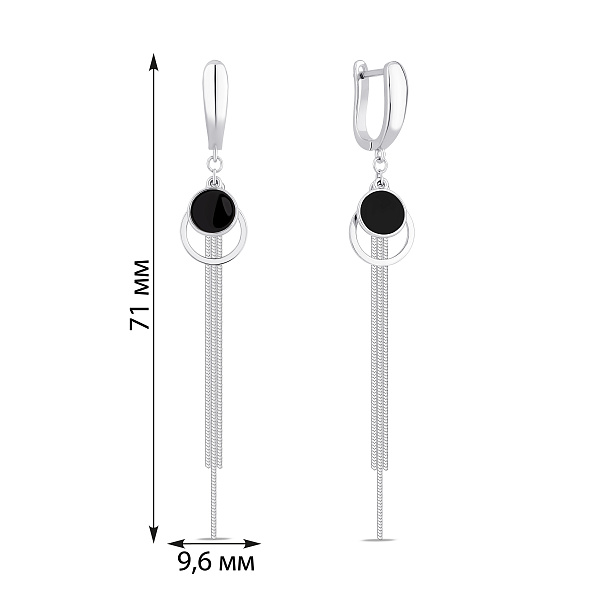 Серебряные длинные серьги с черным ониксом (арт. 7502/10175о) – изображение 2
