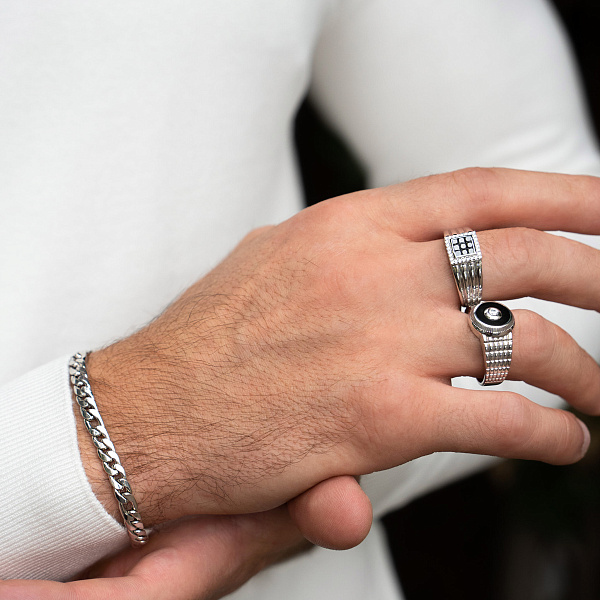 Золотая печатка с бриллиантами (арт. К341521070бч) – изображение 7