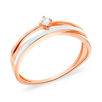 Каблучка Синергія з золота з фіанітом і родіюванням (арт. 140526)