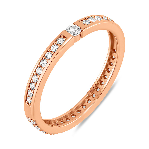 Двостороння золота каблучка з фіанітами (арт. 141164) – зображення 1