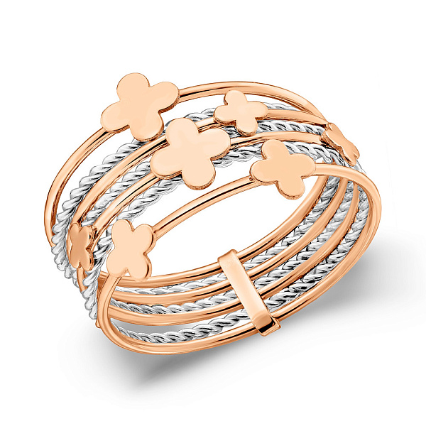 Багатошарова каблучка з червоного і білого золота (арт. 141320) – зображення 1