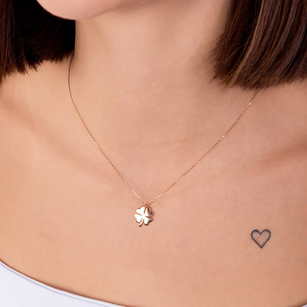 Золоте кольє Конюшина без каміння (арт. 352312/10) – зображення 3